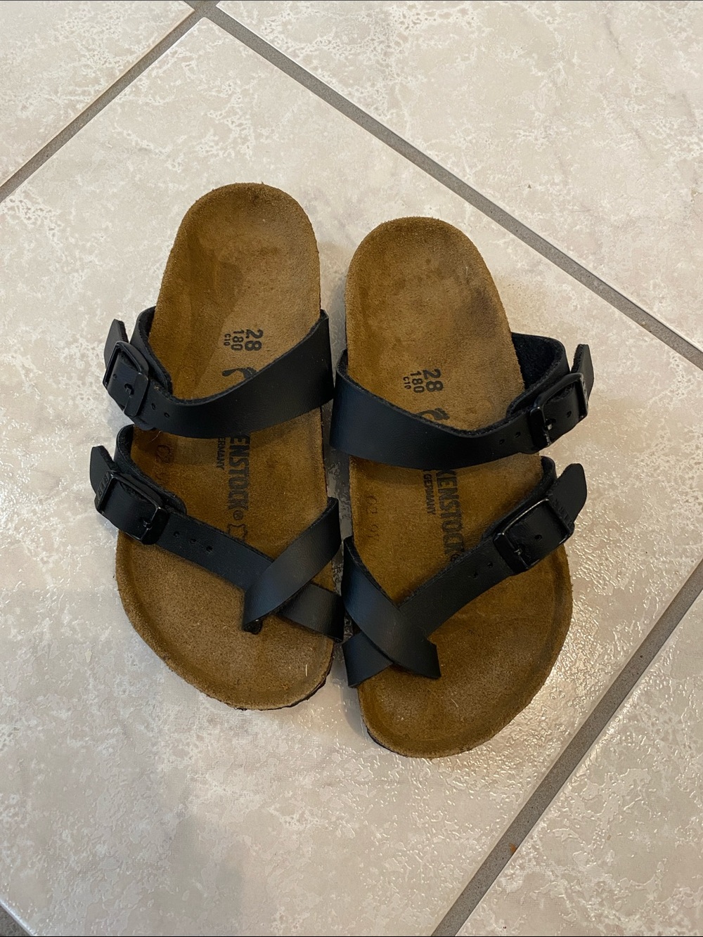 Birkenstock Black Kids Two-Strap Sandals